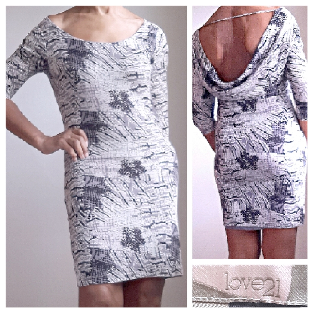 NWOT - Forever 21 Blush/Grey/Black Print Dress